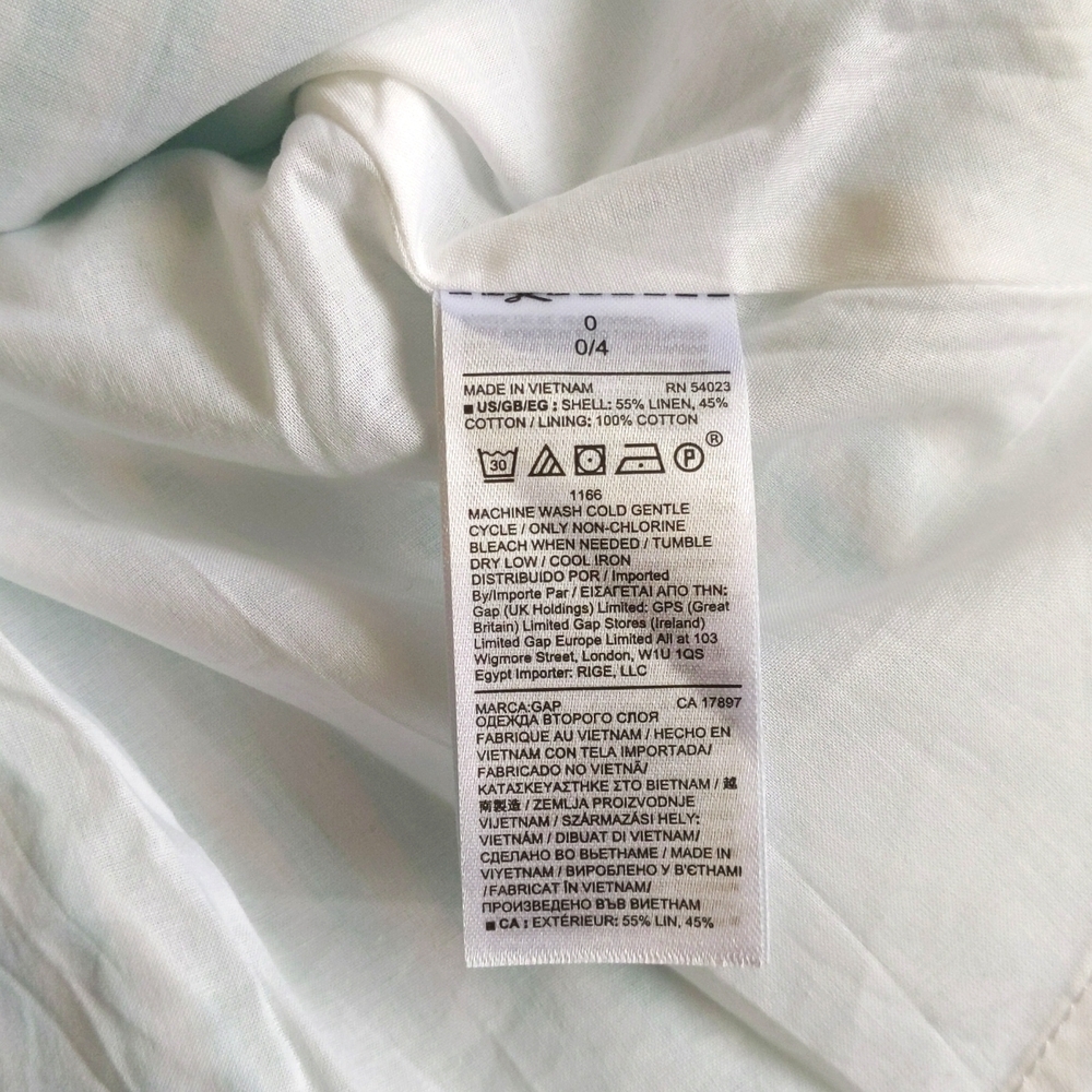 Gap NWOT Linen Cotton Seersucker Stripe Dress Pockets 0 - Picture 7 of 11